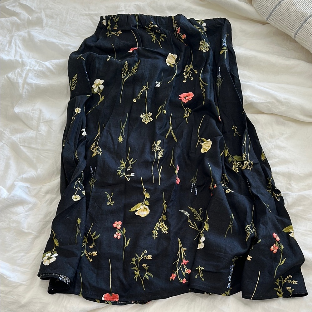 Floral Linen Blend Skirt